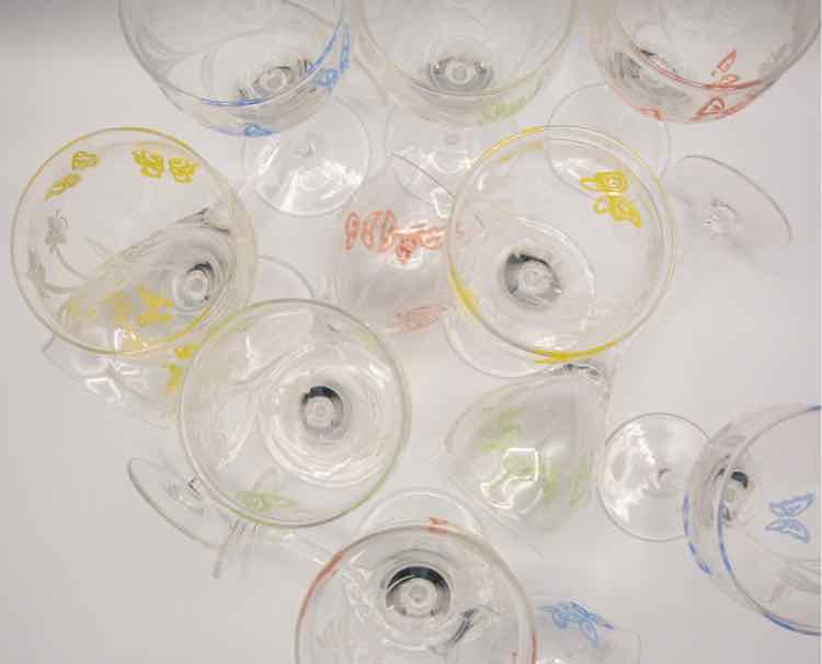 12 Vintage Givenchy Crystal Wine Glasses