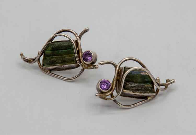 Tourmaline & Amethyst Earrings
