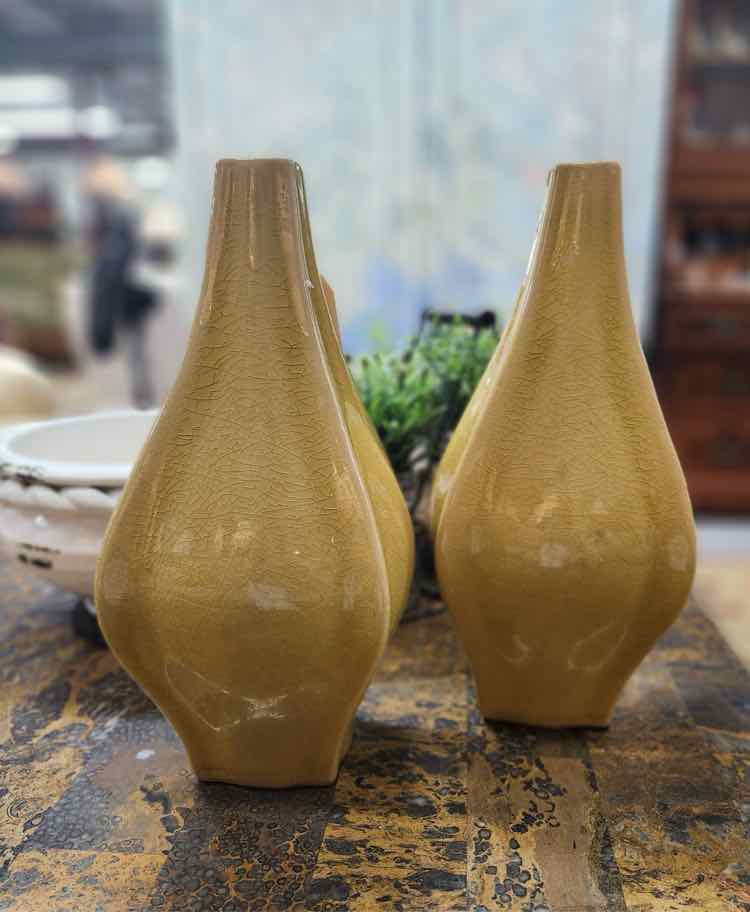 Pair of Tan Decorative Vases