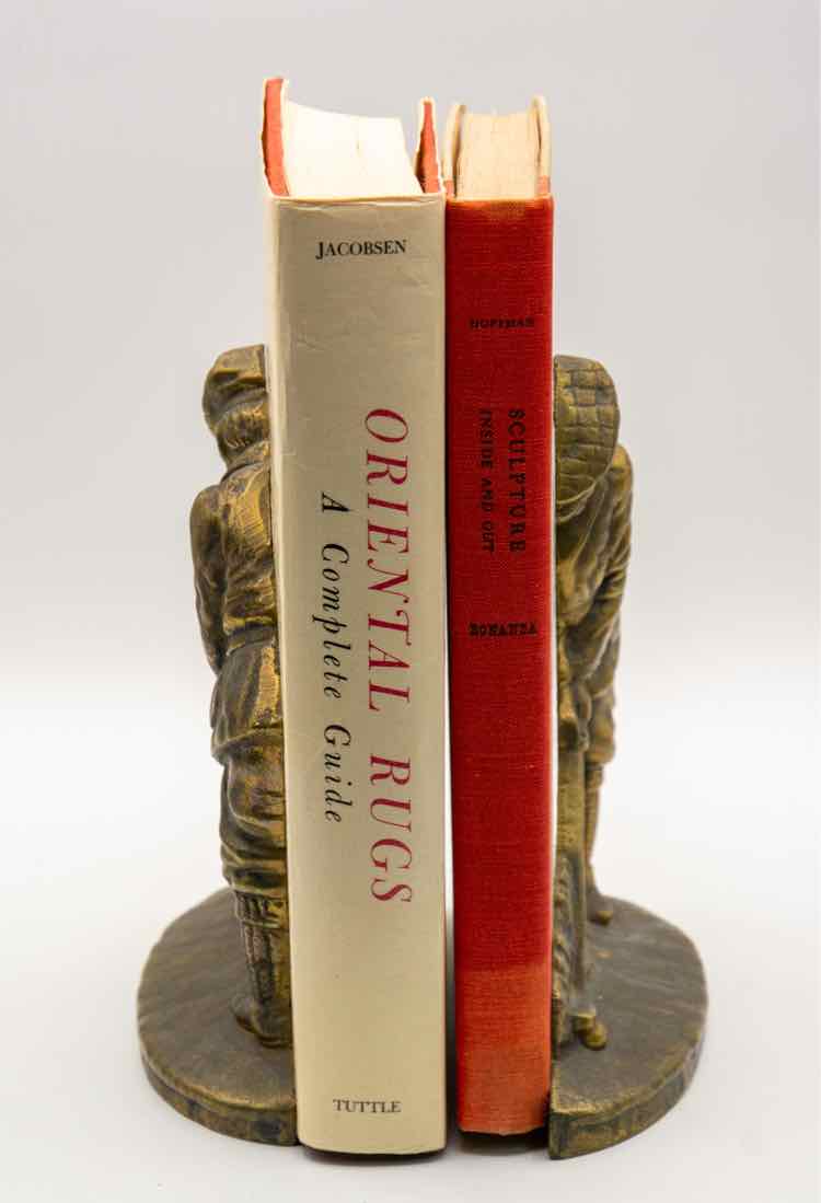 Vtg. Brass Golfer Bookends