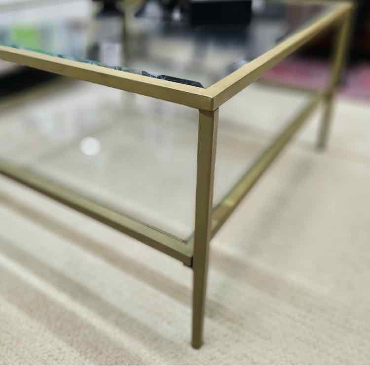 Gold Glass 2 Tier Coffee Table