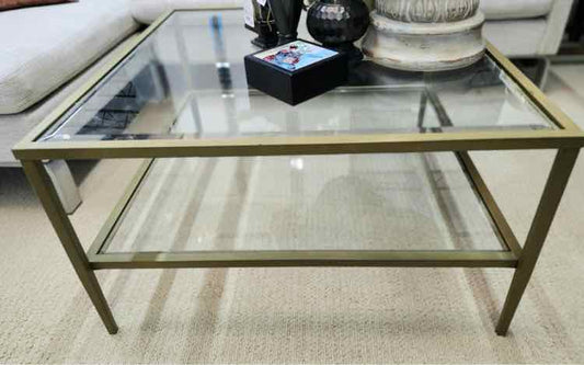 Gold Glass 2 Tier Coffee Table