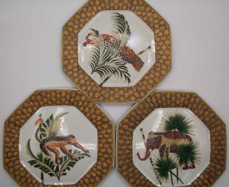Octagonal 3pc African Decor Plates