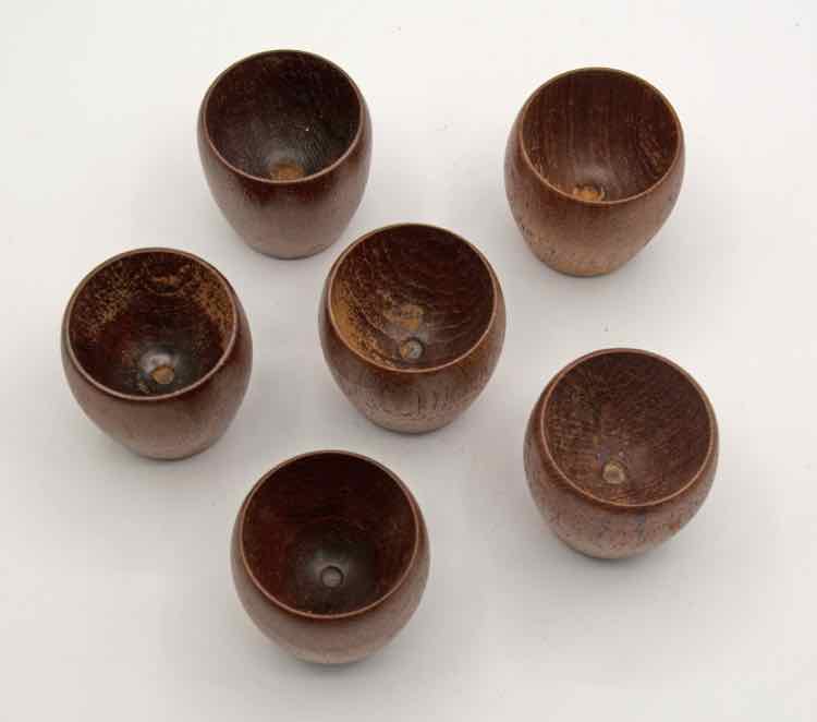 6 Mid Century Wood Cups