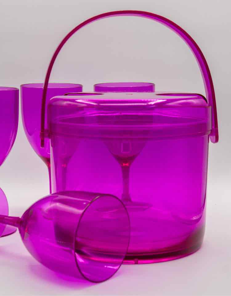 Purple Ice Bucket/Acrylic w/4 Glasses