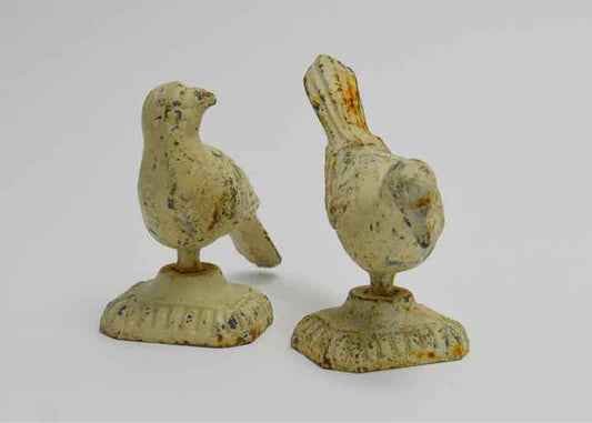 Pair of Painted Cast Iron Pigeons
