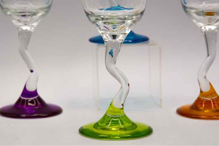 Set of 4 Colorful Stem Margarita Glasses