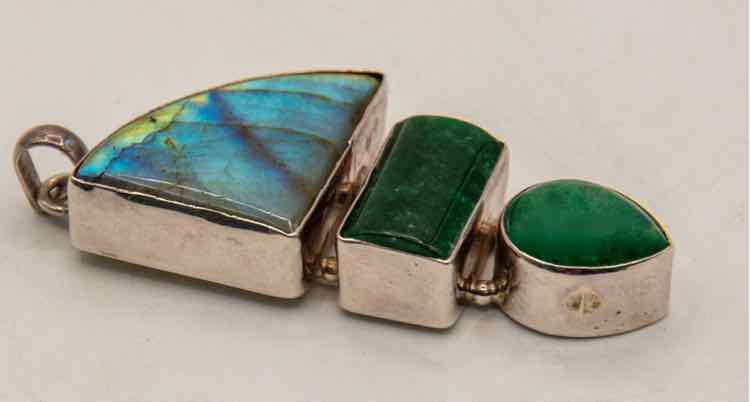 Adventurine/Labradorite 3-stone .925 Charm