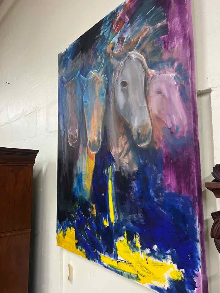 Horses, Oil on Canvas Local Artist