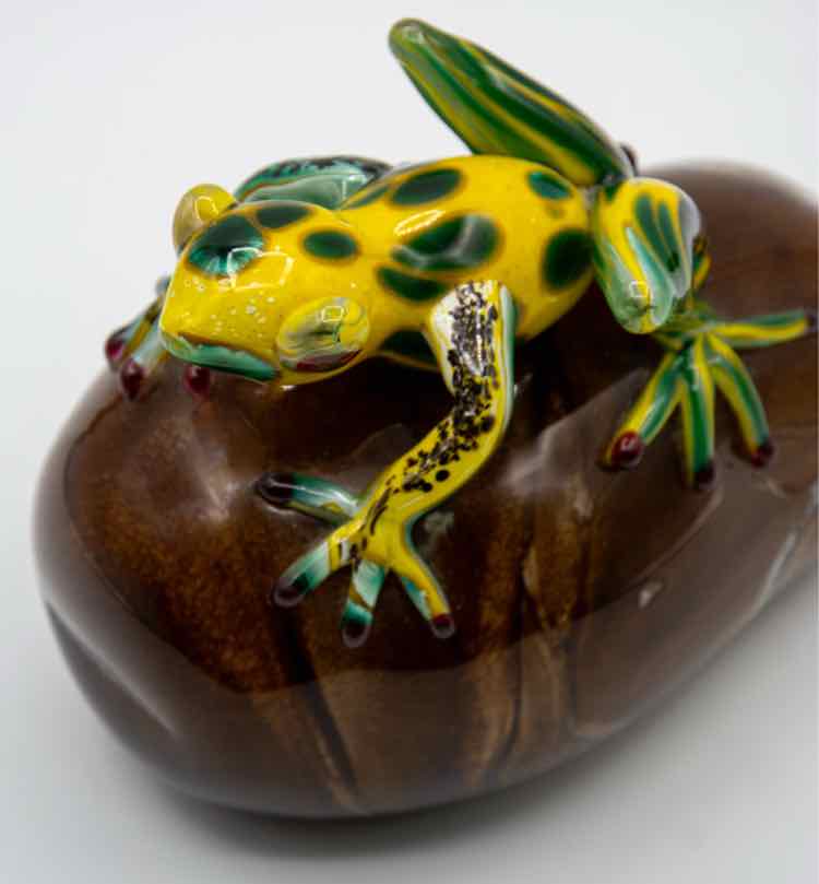 Handblown Glass Frog On Rock