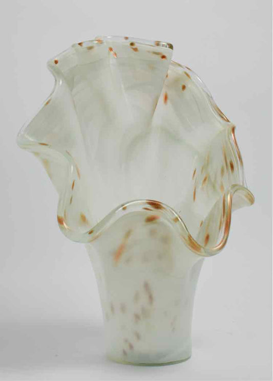 Murano-Style White/Gold Fluted Vase