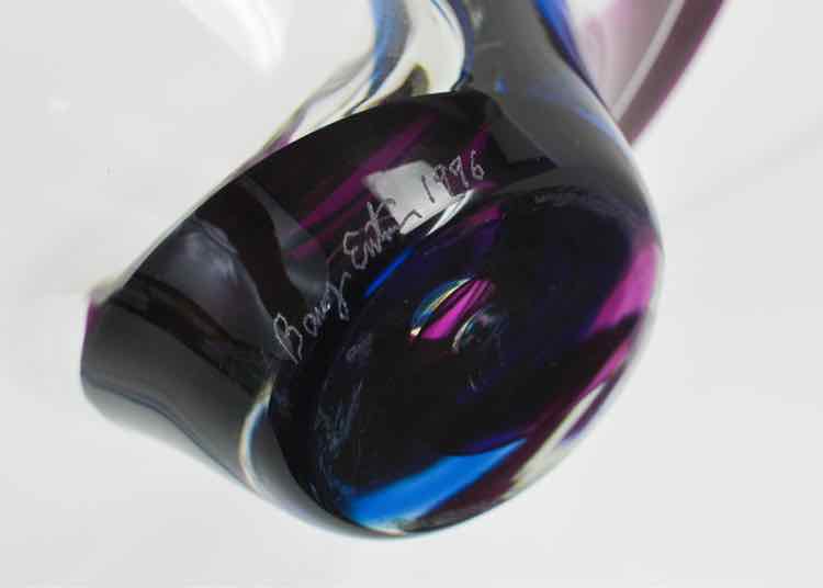 Barry Entner Signed Purple & Blue Swirl Glass Bowl