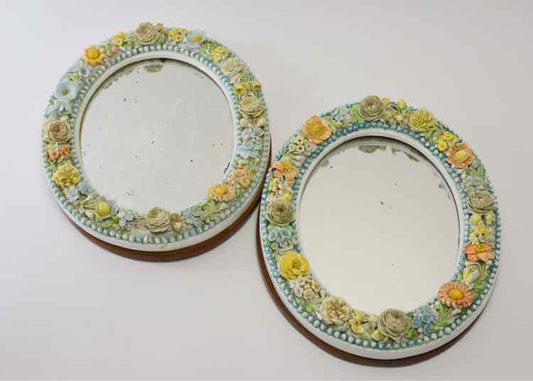 Pair of Vtg.Meissen Oval Mirrors