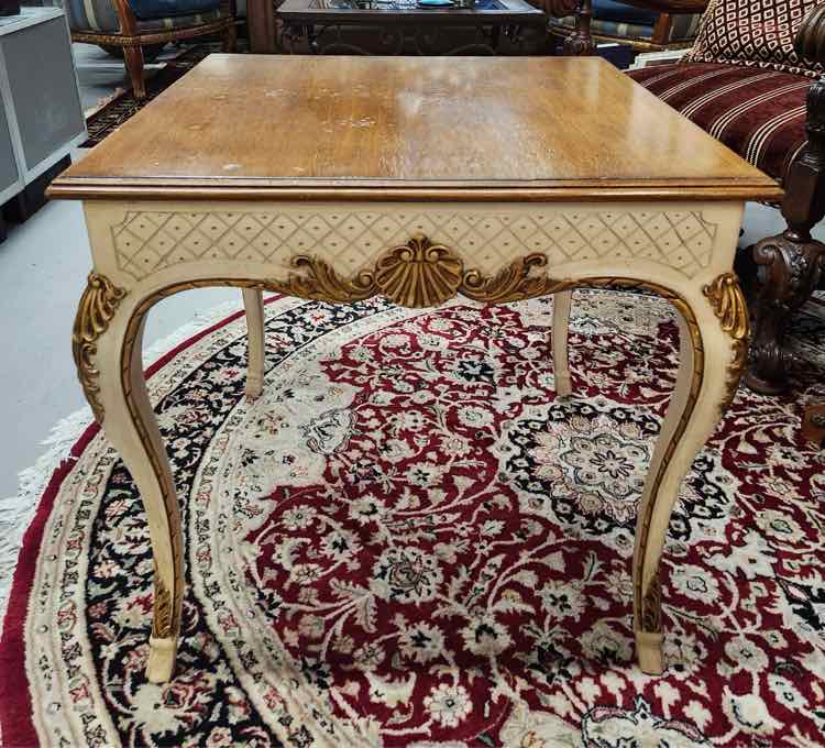 Wood top Gold End Table