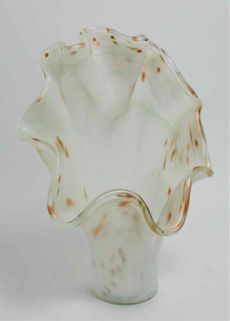 Murano-Style White/Gold Fluted Vase