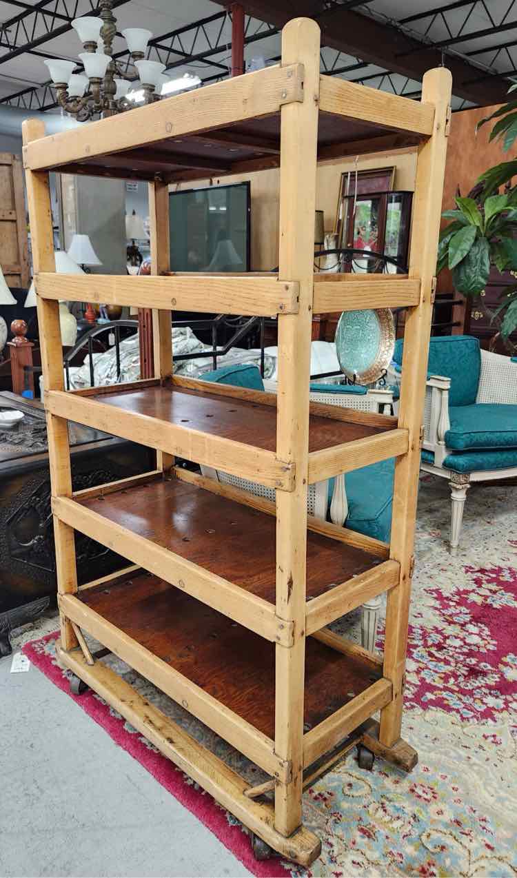 Early American Oak Antique 5 Tier Shelf