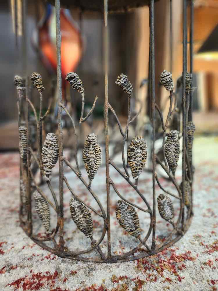 Wicker and Metal End Table
