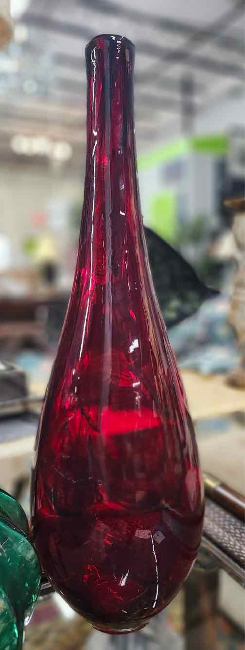 Tall Red Glass Vase