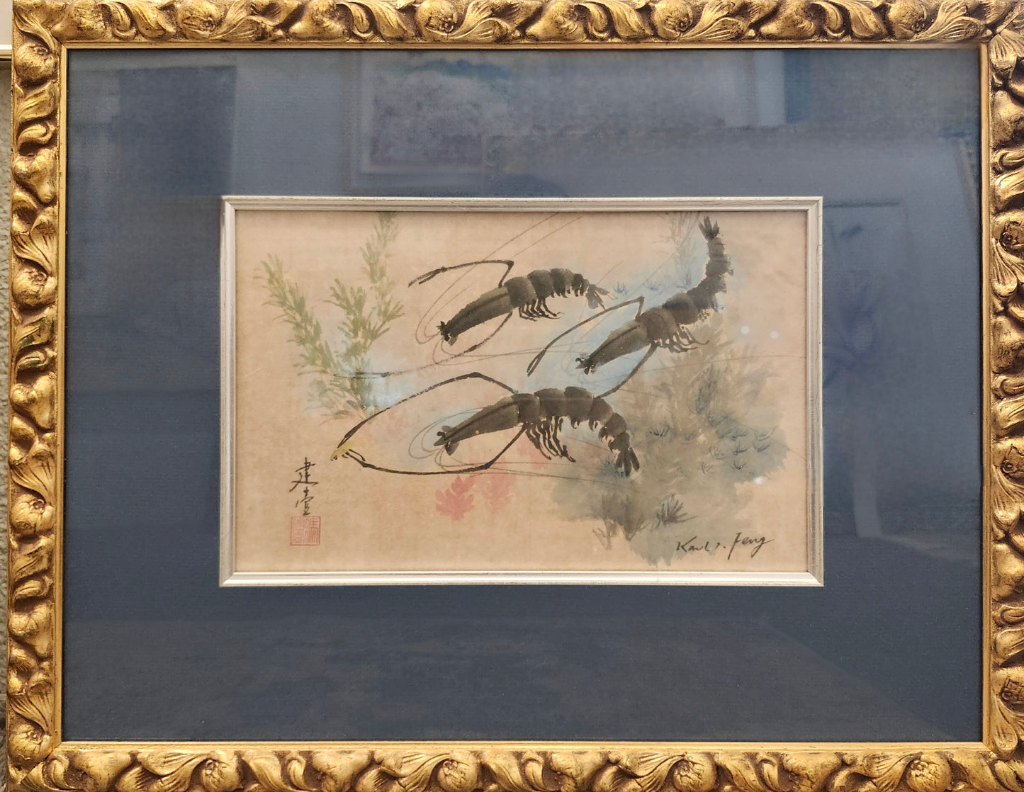 "Lobsters at Play" watercolor