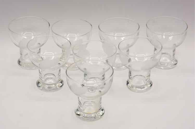 8 Vtg. Etched Dessert Glassware