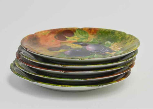Limoges "Rochard" Fruit Still Life Dessert Plates