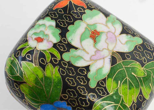 Square Cloisonne Lidded Trinket Box