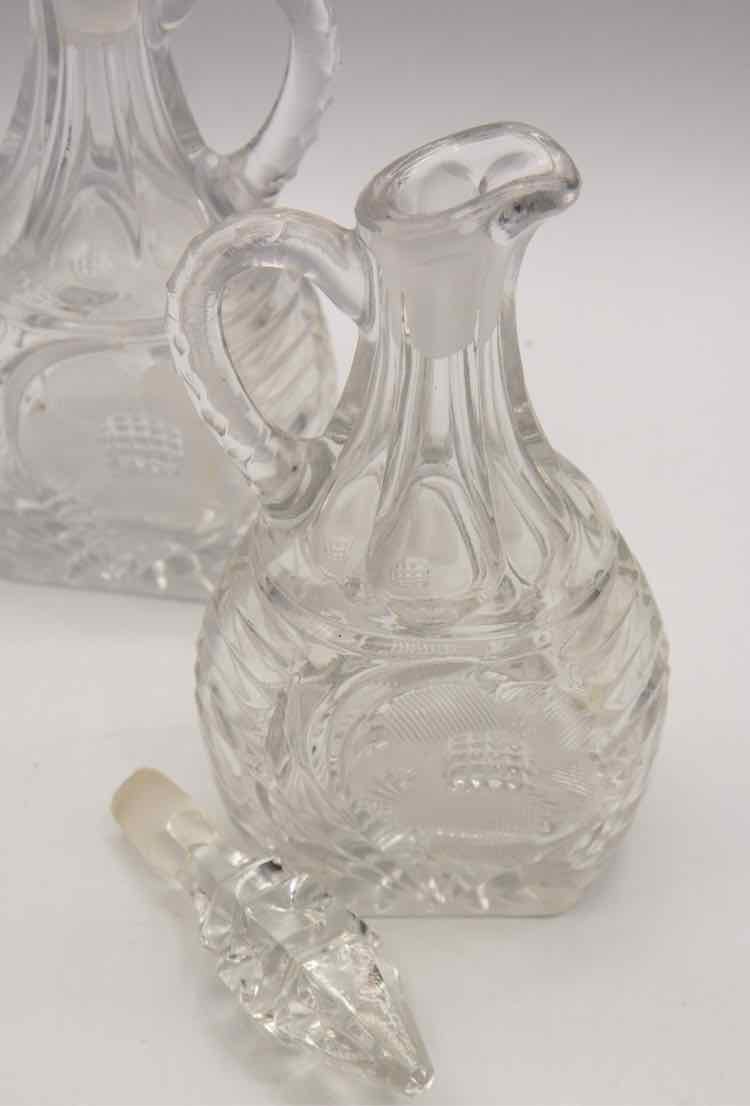 Pair of Vintage WG Hine Cut Crystal Decanters