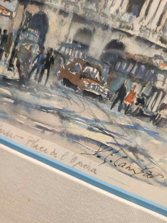 Art 'Paris-Place de L'opera' Watercolor Painting