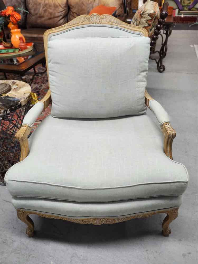 French Grey Linen Arm Chair