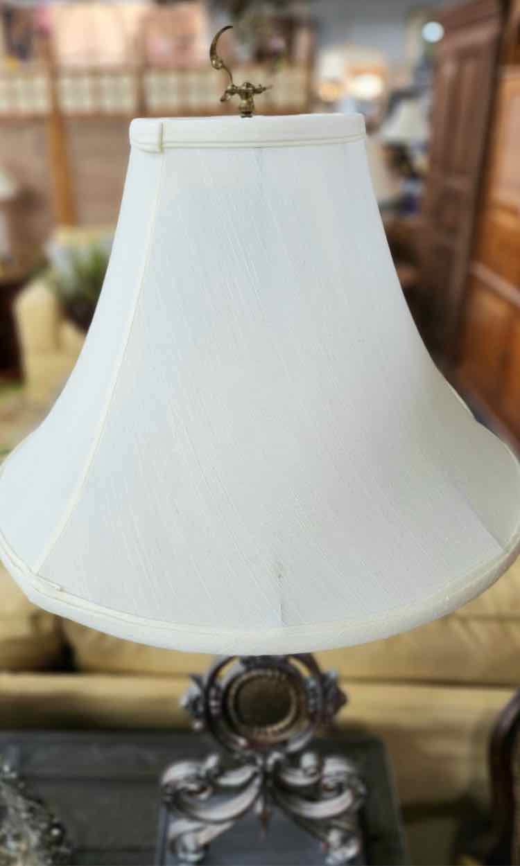 Pair Iron Scroll w/ Medallion Lamps