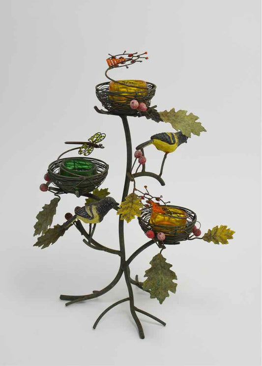 DecorRustic Metal Bird Nest Candle Holder