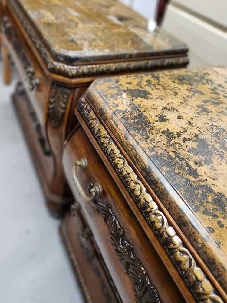 Pair of 'Stone Like' Nightstands AS IS