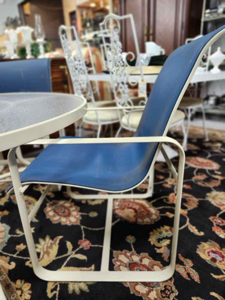 Navy/Tan Outdoor Table w/6 Chairs