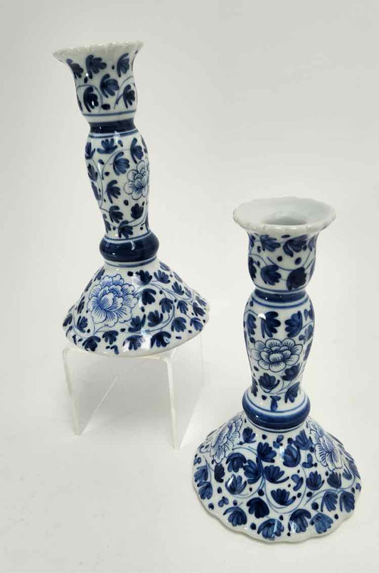Porcelain Blue & White Candlesticks
