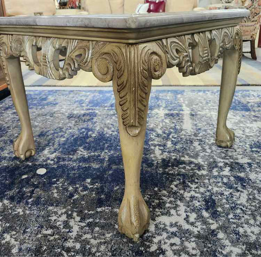 Pair of Stone Top End Tables 'As Is'