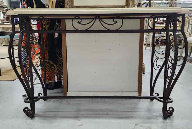 Wood Top Entry Table w/Mirror