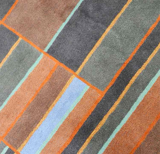 Indian Guggenheim Orange/Blue Rug