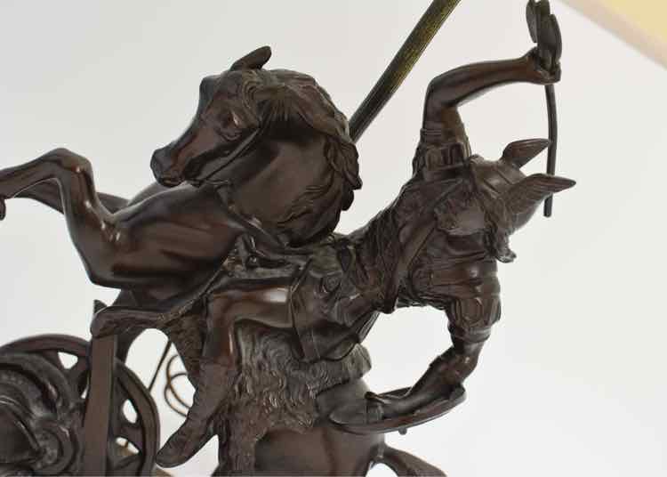 Antique "Vercingetorix" Bronze Toned Lamp