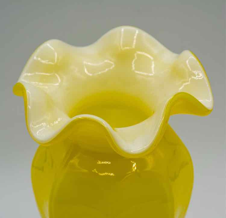 Yellow Art Glass Vase 8"
