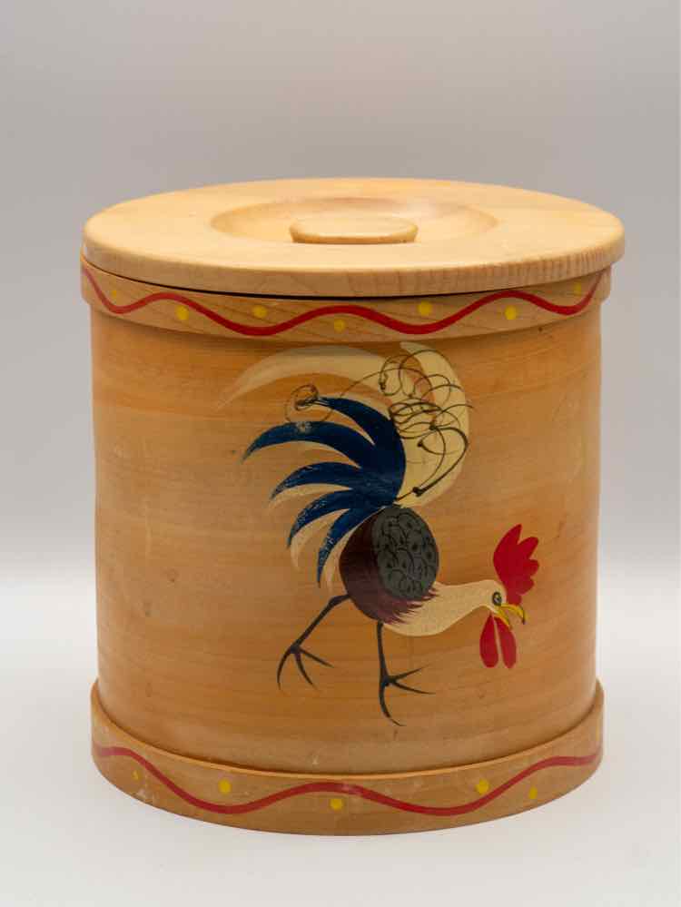 4pc Vtg. Rooster Nesting Wood Canisters