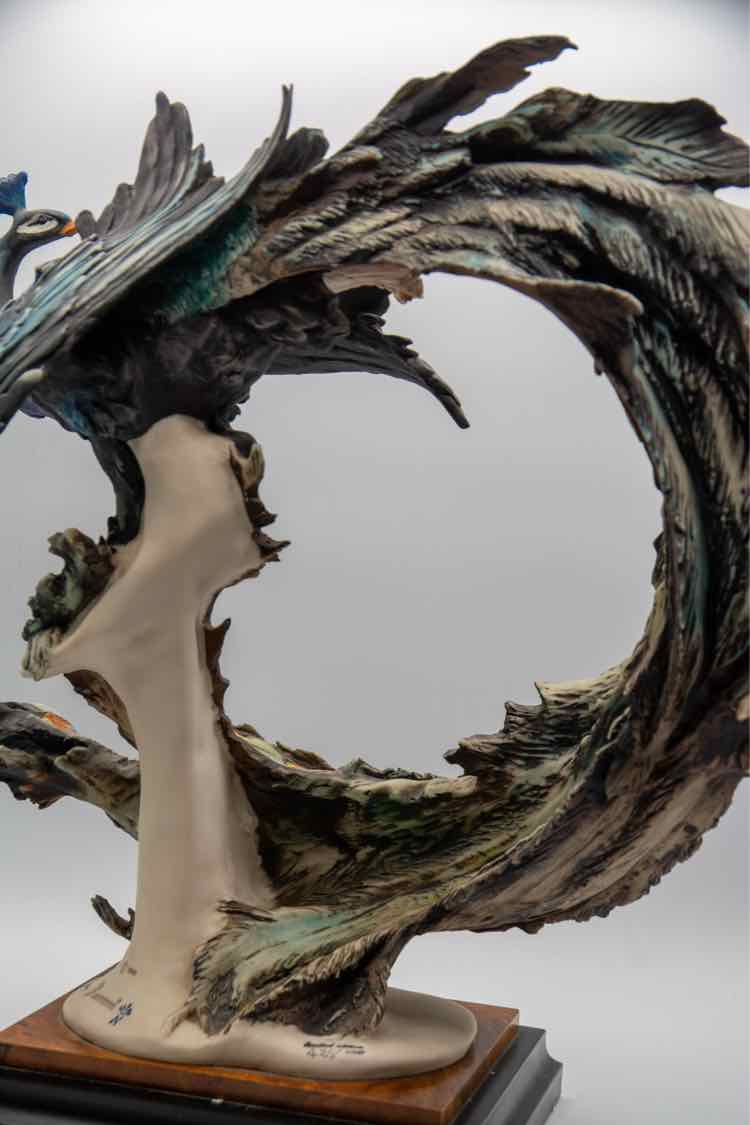 Scultura Di Armani Peacock Signed 16”x17”