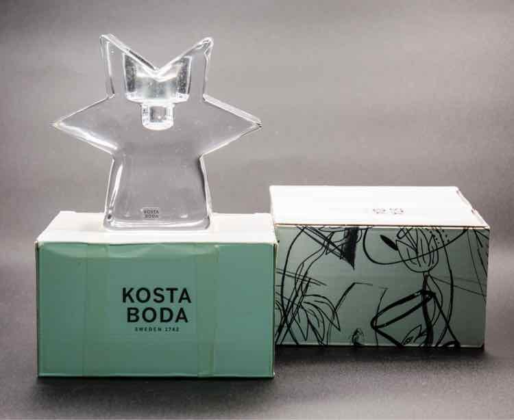 2 Kosta Boda Clear Crystal Candleholders
