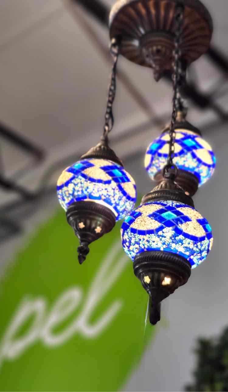 3 Light Moroccan Blue Chandelier