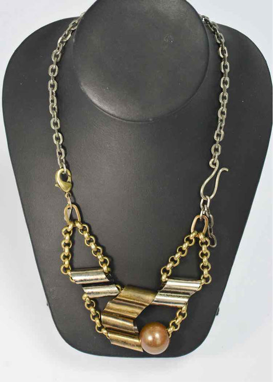 Mark Edge Brass Necklace