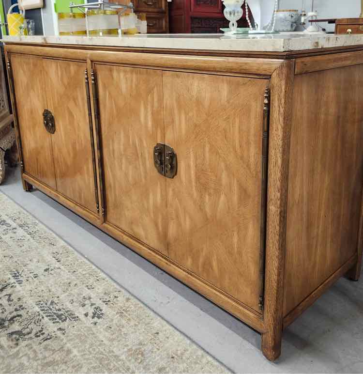 Mid Century Marble Top Credenza
