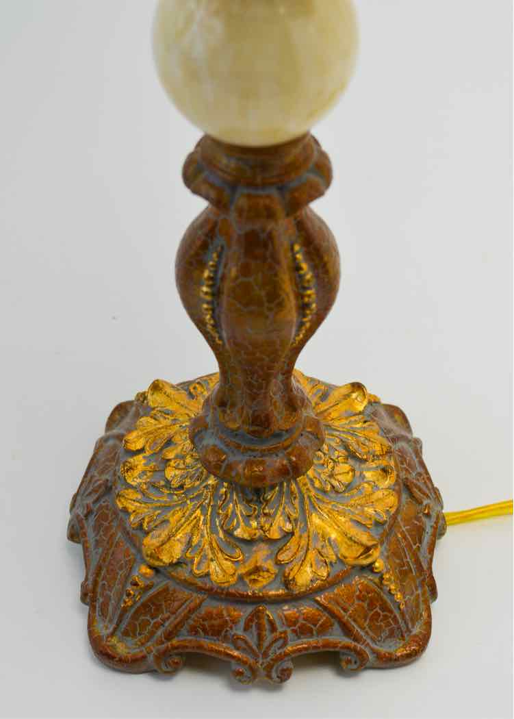 Vtg.Alabaster & Gold Gilt Table Lamp