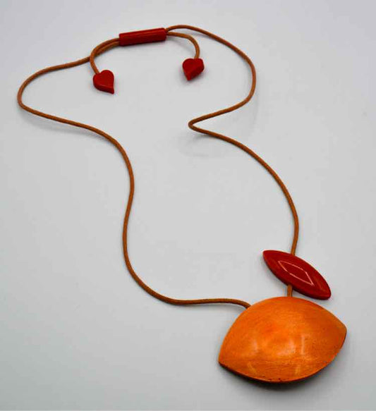 Zsiska Orange/Red Resin Bead Necklace