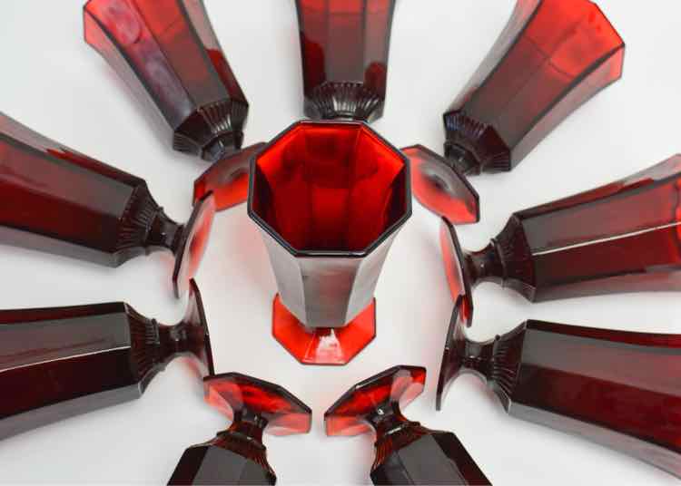 Independence Crystal "Octagon Red Ruby" Glasses