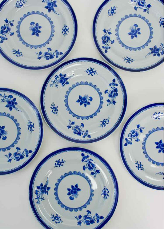 6 Spode Navy Floral Bread Plates