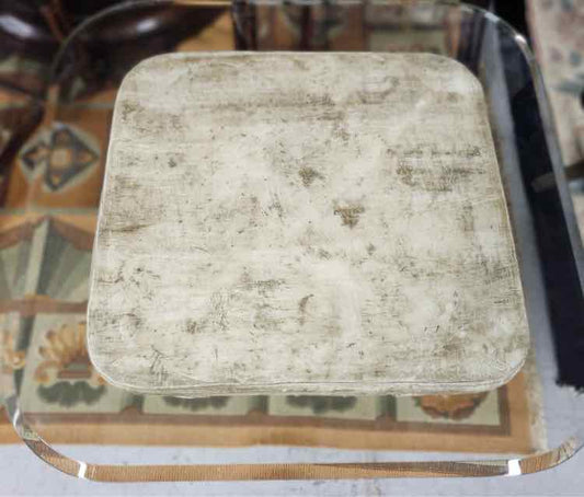 Carved White End Table